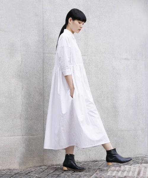 Mochi.モチ.shirt dress [ma-op-04/white/・1]