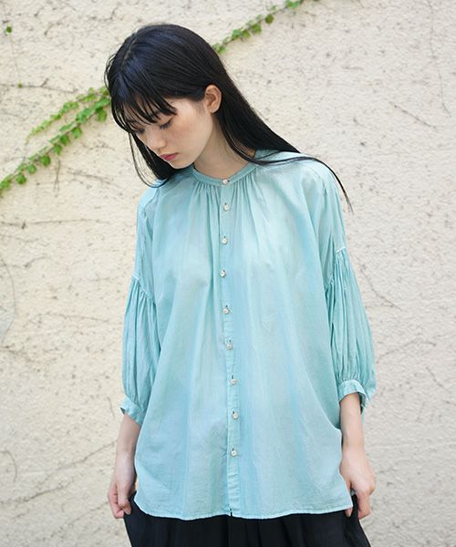 suzuki takayuki.スズキタカユキ.puff-sleeve blouse [S211-13/spray green]