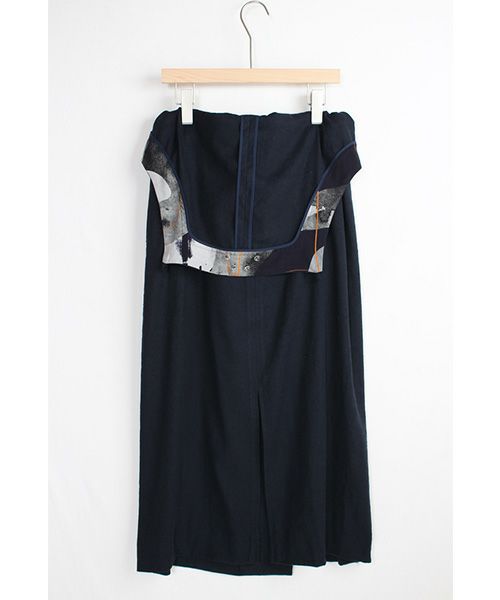 ohta オオタ.navy silk linen overskirt [sk-12N]
