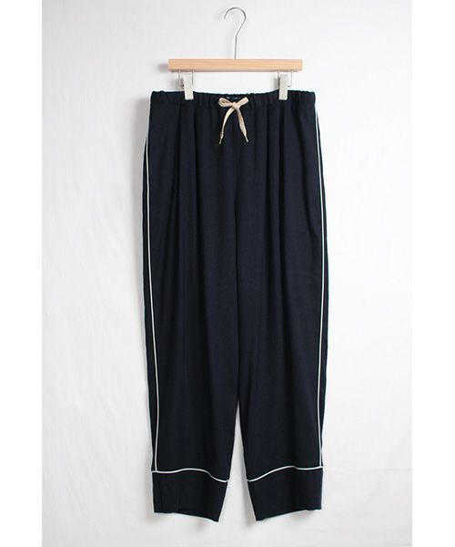 ohta オオタ.navy silk linen pants  [pt-25N]