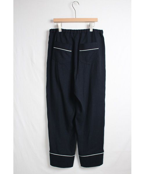 ohta オオタ.navy silk linen pants  [pt-25N]