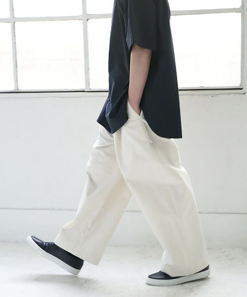 STUDIONICHOLSON スタジオニコルソン.POWDER COTTON OVERSIZED SHORTS SLEEVE SHIRT[SNM-567/DARK NAVY]