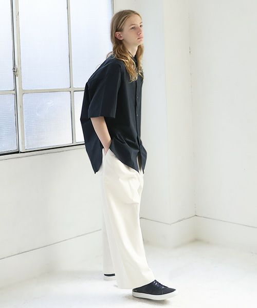 STUDIONICHOLSON スタジオニコルソン.POWDER COTTON OVERSIZED SHORTS SLEEVE SHIRT[SNM-567/DARK NAVY]