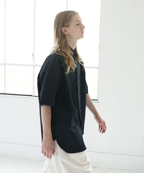 STUDIONICHOLSON スタジオニコルソン.POWDER COTTON OVERSIZED SHORTS SLEEVE SHIRT[SNM-567/DARK NAVY]