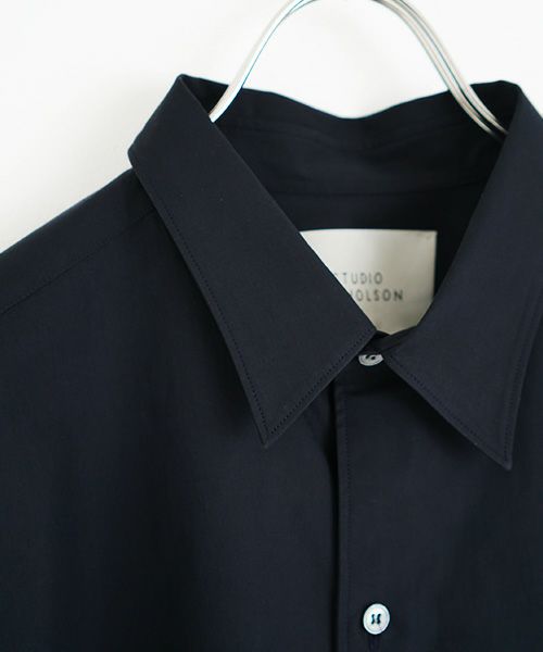 STUDIONICHOLSON スタジオニコルソン.POWDER COTTON OVERSIZED SHORTS SLEEVE SHIRT[SNM-567/DARK NAVY]