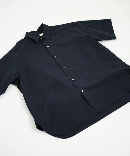 STUDIONICHOLSON スタジオニコルソン.POWDER COTTON OVERSIZED SHORTS SLEEVE SHIRT[SNM-567/DARK NAVY]