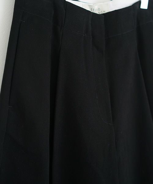STUDIONICHOLSON スタジオニコルソン.PEACHED COTTON TWILL VOLUME PLEAT PANTS [SNW-145 / BLACK]