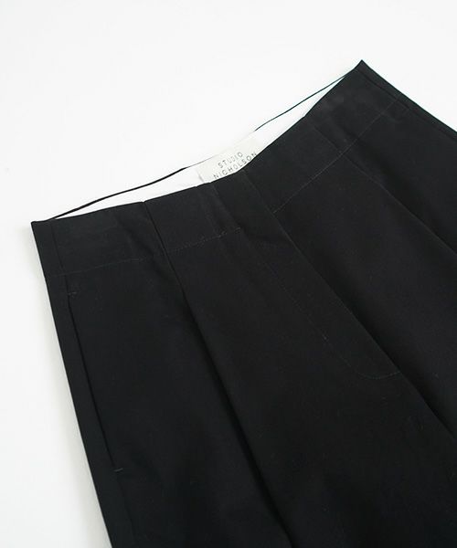 STUDIONICHOLSON スタジオニコルソン.PEACHED COTTON TWILL VOLUME PLEAT PANTS [SNW-145 / BLACK]