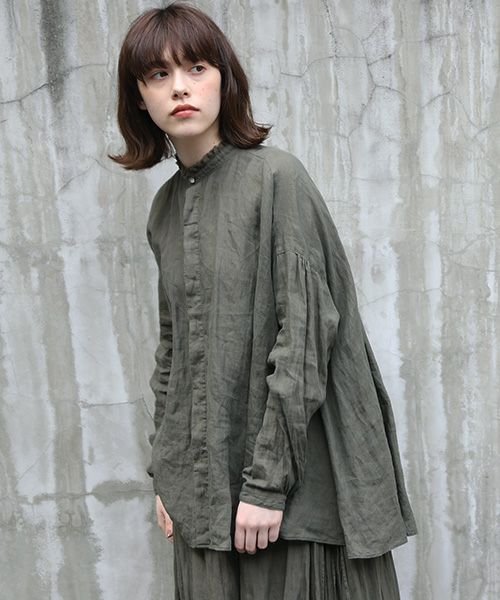 suzuki takayuki スズキタカユキ flared blouse [A221-07/khaki]
