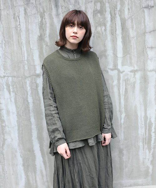 suzuki takayuki.スズキタカユキ.knitted vest [A221-12/khaki]