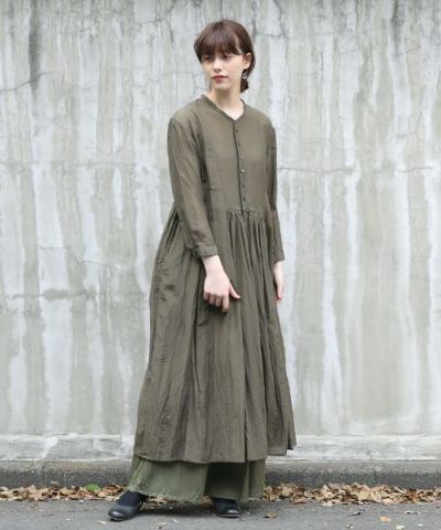 suzuki takayuki.スズキタカユキ.gathered dress [A221-16/khaki]