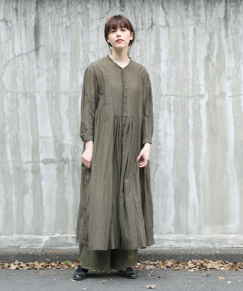 suzuki takayuki.スズキタカユキ.gathered dress [A221-16/khaki]