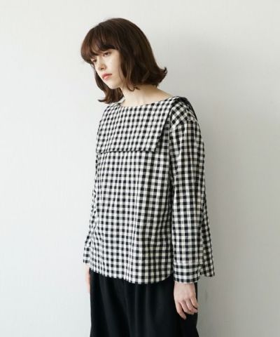 Mochi.モチ.sailor shirt [ma21-sh-01/gingham check]