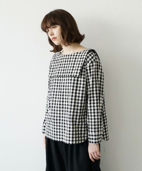 Mochi.モチ.sailor shirt [ma21-sh-01/gingham check]