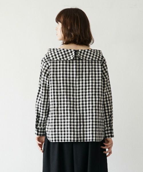 Mochi.モチ.sailor shirt [ma21-sh-01/gingham check]