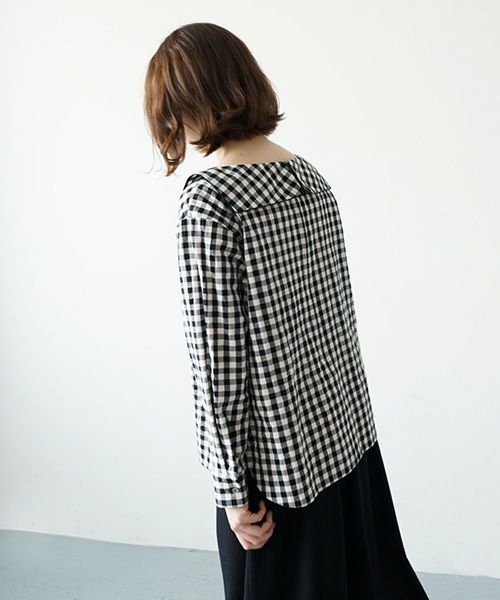 Mochi.モチ.sailor shirt [ma21-sh-01/gingham check]