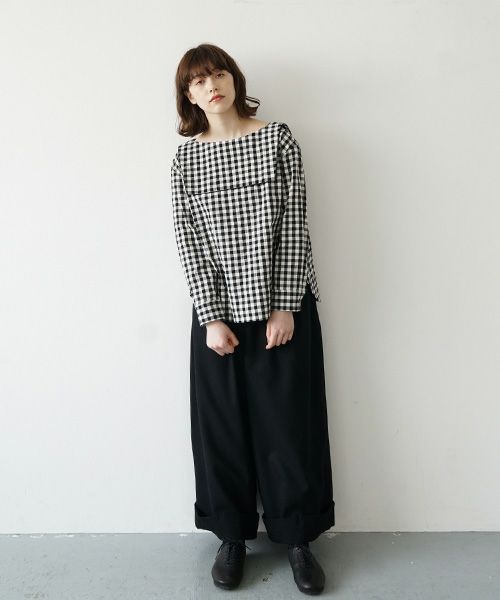Mochi.モチ.sailor shirt [ma21-sh-01/gingham check]