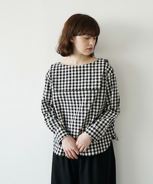 Mochi.モチ.sailor shirt [ma21-sh-01/gingham check]