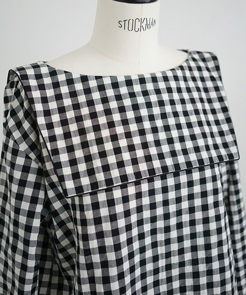 Mochi.モチ.sailor shirt [ma21-sh-01/gingham check]