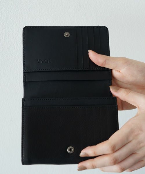 Mochi, モチ, folded wallet [ma-pro-06-/black], 鹿革/二つ折り財布