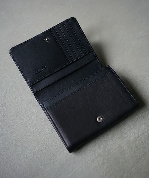Mochi, モチ, folded wallet [ma-pro-06-/black], 鹿革/二つ折り財布