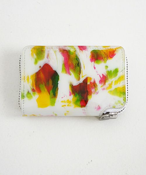 macromauro×Palm maison マクロマウロ paint wallet R pink ジップ 