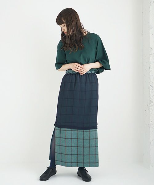 ohta.オオタ.navy chesk skirt [sk-14C]
