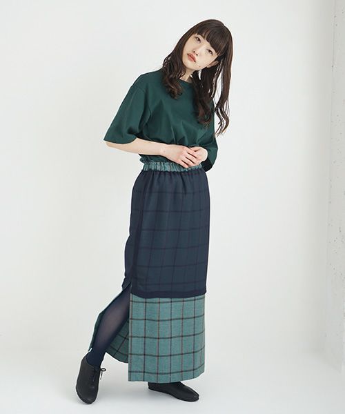 ohta.オオタ.navy chesk skirt [sk-14C]