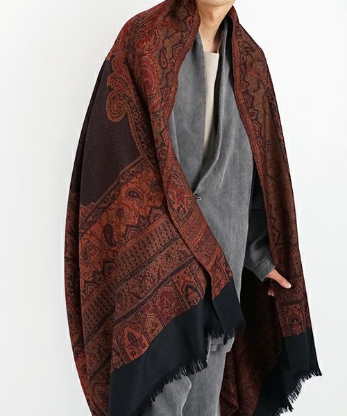 YANTOR ヤントル Tibetan Paisley Jacquaed Stole[Y215ST01/DARK ORANGE]