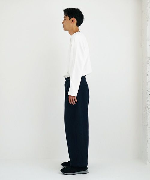 YANTOR.ヤントル.6ply Khadi 2tuck Wide Pants[Y215PT08/NAVY]