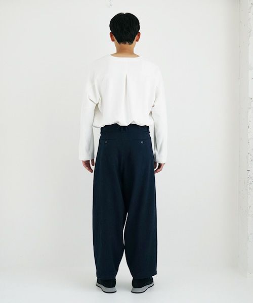 YANTOR.ヤントル.6ply Khadi 2tuck Wide Pants[Y215PT08/NAVY]