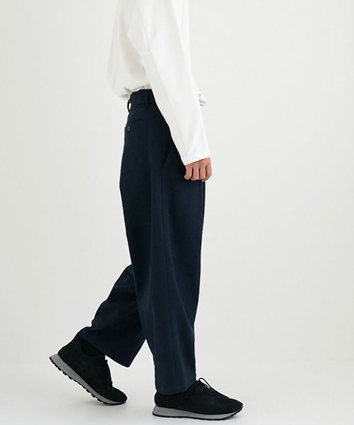YANTOR.ヤントル.6ply Khadi 2tuck Wide Pants[Y215PT08/NAVY]