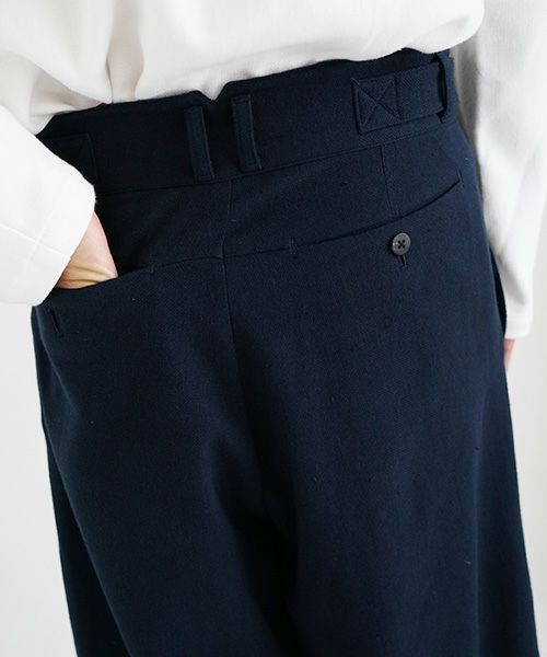 YANTOR.ヤントル.6ply Khadi 2tuck Wide Pants[Y215PT08/NAVY]