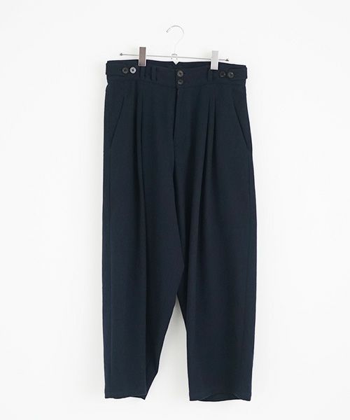YANTOR.ヤントル.6ply Khadi 2tuck Wide Pants[Y215PT08/NAVY]