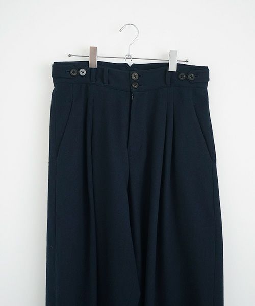 YANTOR.ヤントル.6ply Khadi 2tuck Wide Pants[Y215PT08/NAVY]