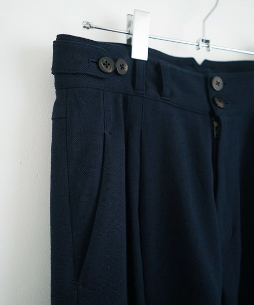 YANTOR.ヤントル.6ply Khadi 2tuck Wide Pants[Y215PT08/NAVY]