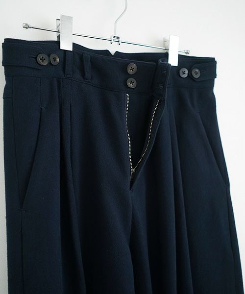 YANTOR.ヤントル.6ply Khadi 2tuck Wide Pants[Y215PT08/NAVY]