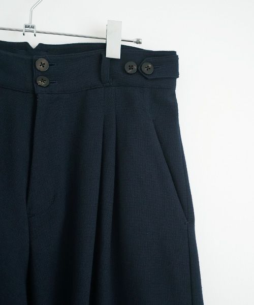 YANTOR.ヤントル.6ply Khadi 2tuck Wide Pants[Y215PT08/NAVY]