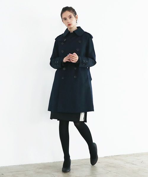 SWANLAKE スワンレイク.Plain trench coat with liner[CO-765/NAVY]
