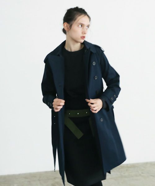 SWANLAKE スワンレイク.Plain trench coat with liner[CO-765/NAVY]