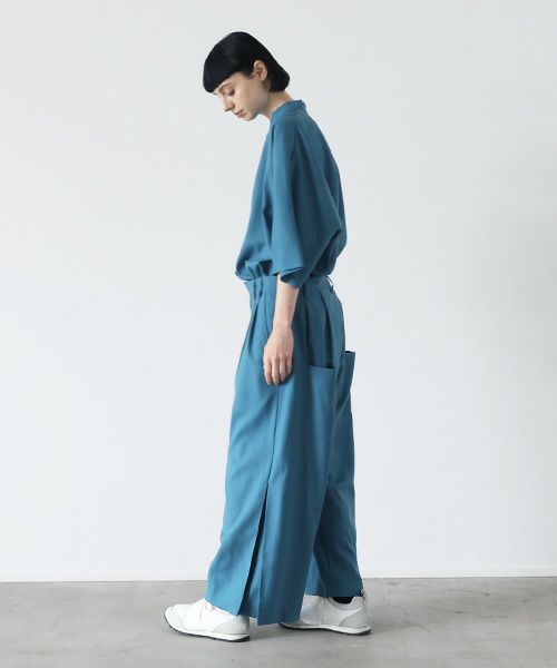 VUy.ヴウワイ.box slit pants vuy-s22-p02[BLUE GREEN]