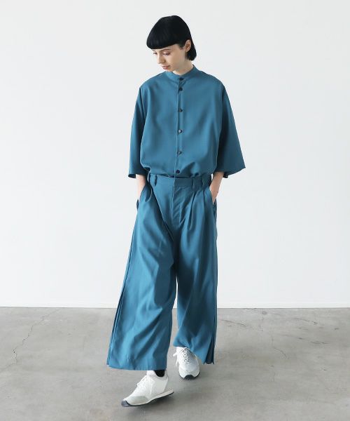 VUy.ヴウワイ.box slit pants vuy-s22-p02[BLUE GREEN]