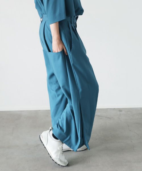 VUy.ヴウワイ.box slit pants vuy-s22-p02[BLUE GREEN]