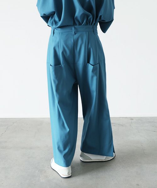 VUy.ヴウワイ.box slit pants vuy-s22-p02[BLUE GREEN]