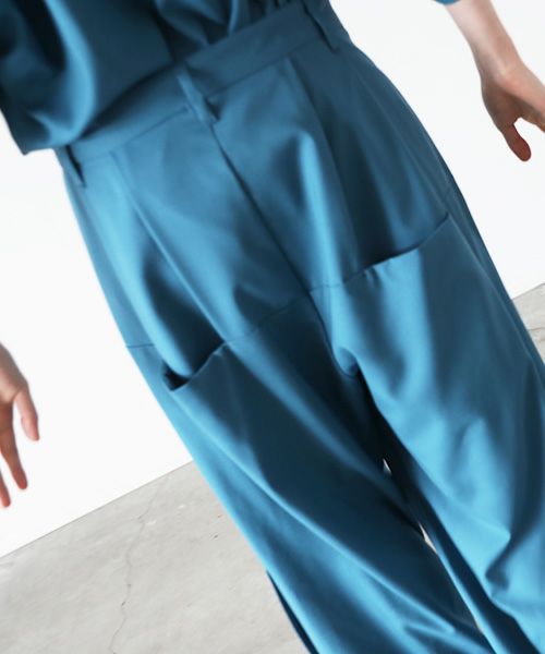 VUy.ヴウワイ.box slit pants vuy-s22-p02[BLUE GREEN]