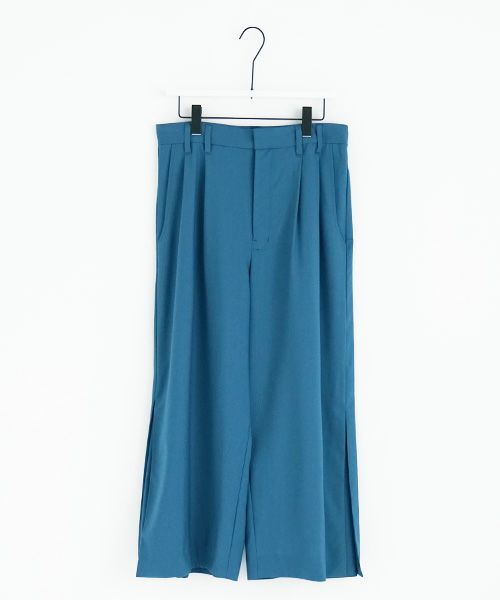 VUy.ヴウワイ.box slit pants vuy-s22-p02[BLUE GREEN]