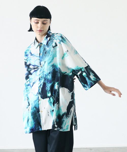 VUy.ヴウワイ.感覚ピエロ×macromauro×VUy .original dolman shirt vuy-s22-os05[PAINT BLUE]_