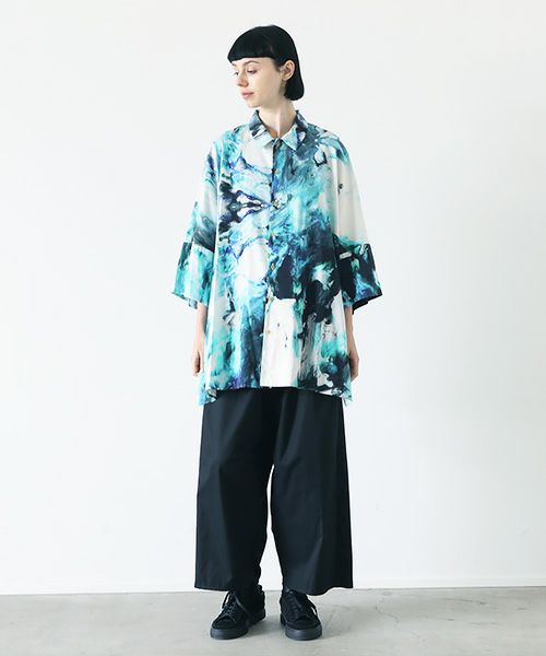 VUy.ヴウワイ.感覚ピエロ×macromauro×VUy .original dolman shirt vuy-s22-os05[PAINT BLUE]_
