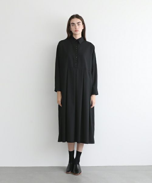 Mochi.モチ.box tuck dress [ms22-op-01/black]