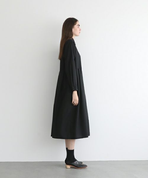 Mochi.モチ.box tuck dress [ms22-op-01/black]